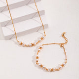 Pearl Link Bracelet | S925 Sterling Silver, White Gold / Vintage Gold