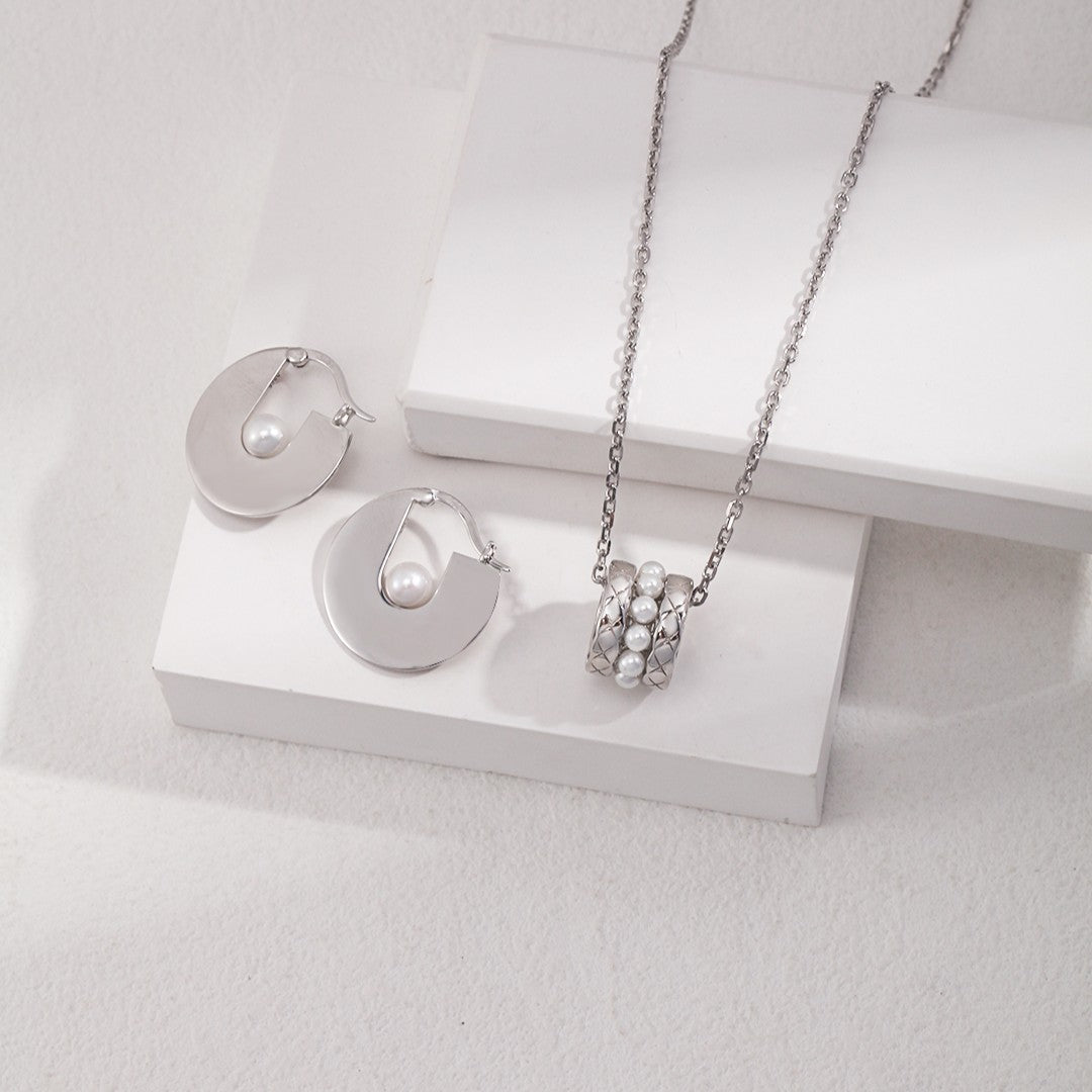 Mother of Pearl Bead Necklace | S925 Sterling Silver, Vintage Gold / White Gold