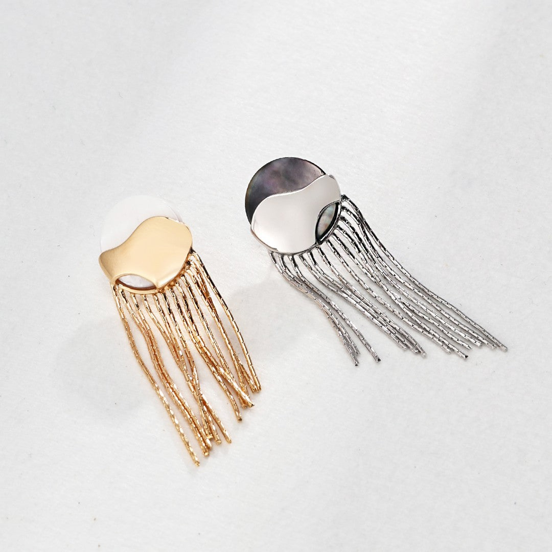 Modern Shell Fringe Earrings | S925 Sterling Silver, Vintage Gold / White Gold