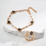 Vintage Pearl & Onyx Bracelet | S925 Sterling Silver, Vintage Gold