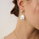 Baroque Pearl & Geometric Zircon Earrings | S925 Sterling Silver