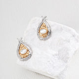 Two-Tone Lapis & Mother-of-Pearl Teardrop Earrings | S925 Sterling Silver