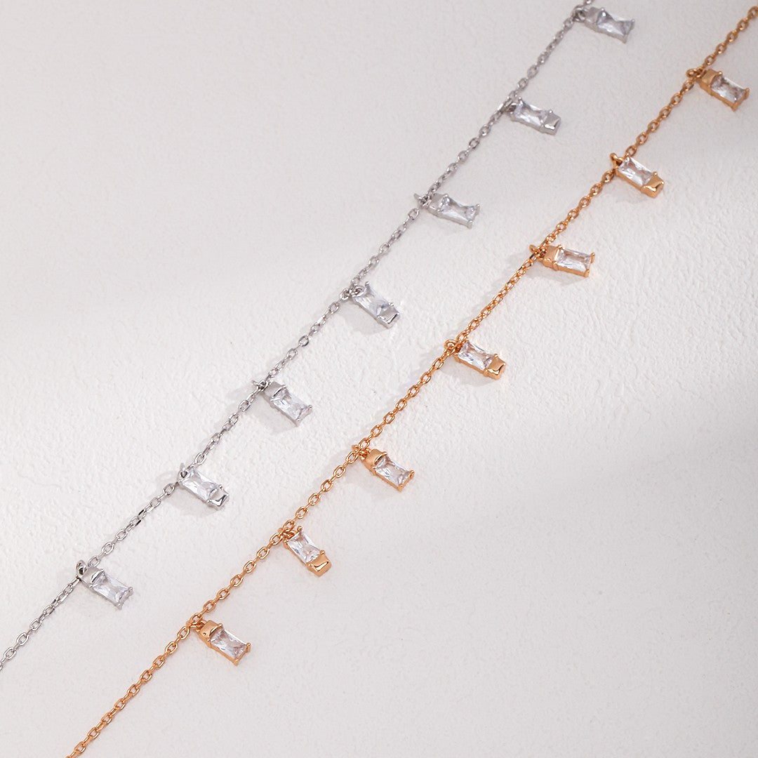 Zircon Drop Necklace | S925 Sterling Silver, Vintage Gold / White Gold