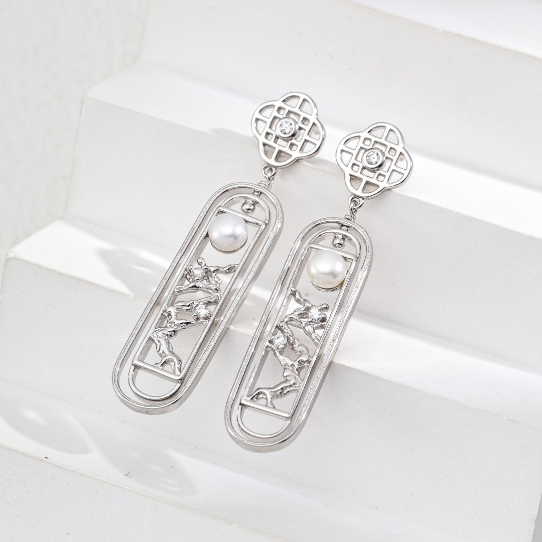 Elegant Baroque Pearl & Zircon Drop Earrings | S925 Sterling Silver