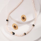 Enamel Pearl Necklace | S925 Sterling Silver, Vintage Gold