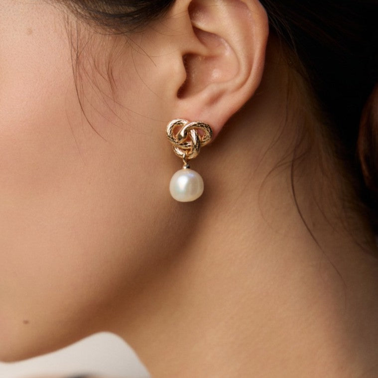 Vintage Serpent Totem Earrings | 925 Silver with Natural Baroque Pearls