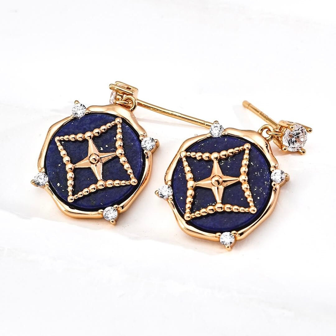 Lapis Lazuli Star Stud Earrings