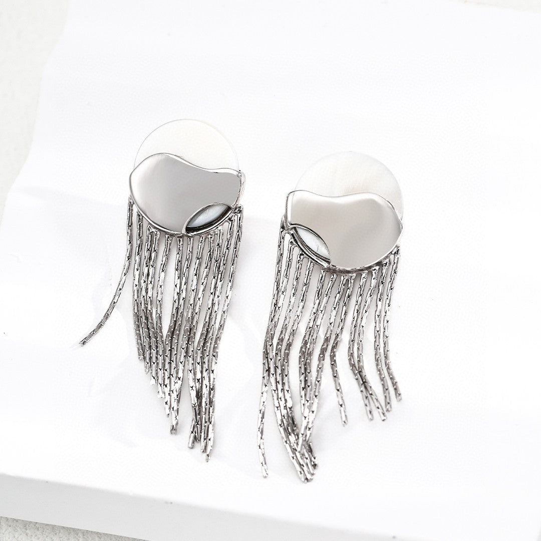 Modern Shell Fringe Earrings | S925 Sterling Silver, Vintage Gold / White Gold