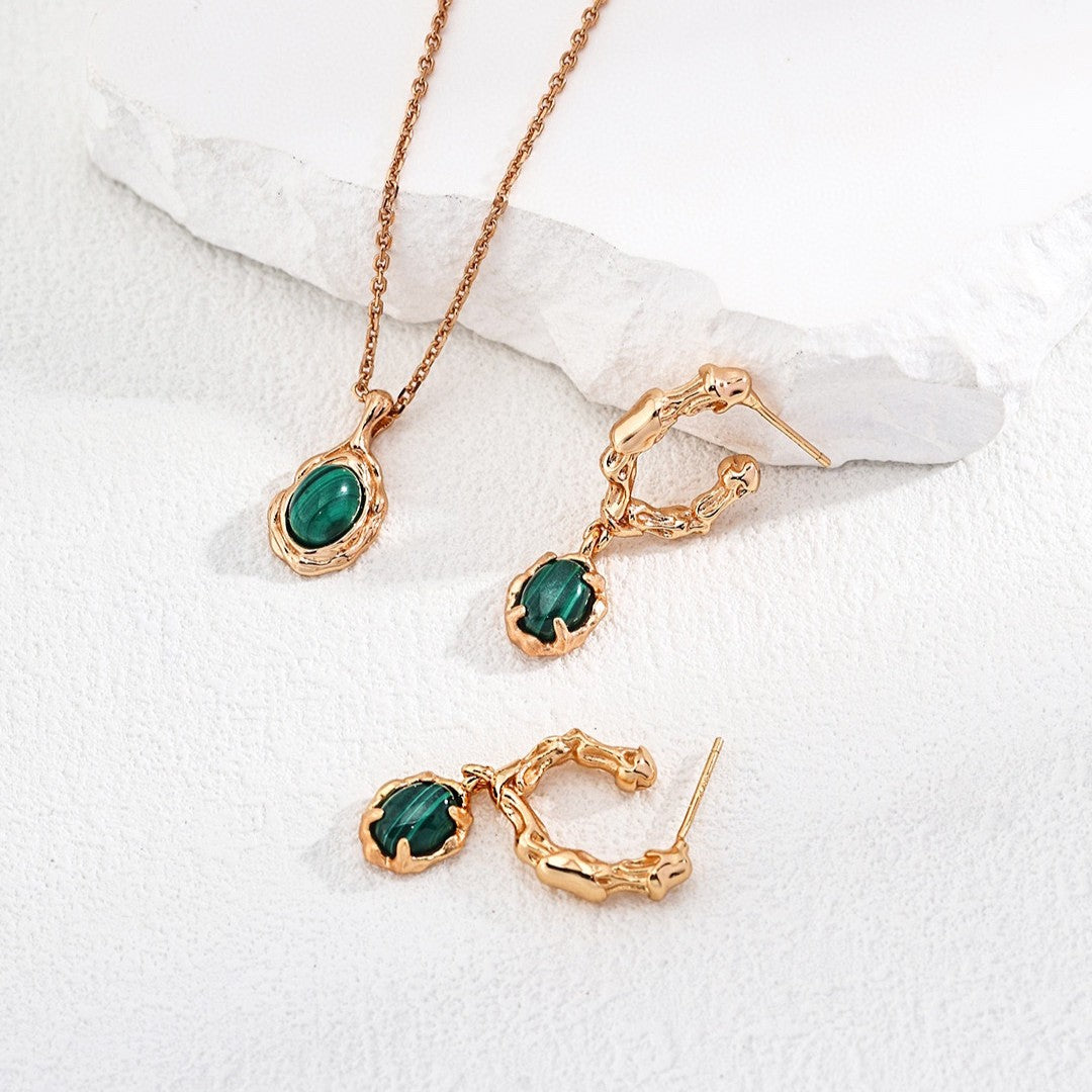 Tiger’s Eye / Malachite Necklace | S925 Sterling Silver, Vintage Gold