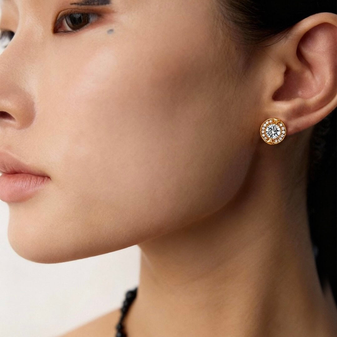 Vintage Zircon Stud Earrings
