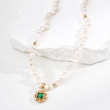 Emerald Pearl Pendant Necklace