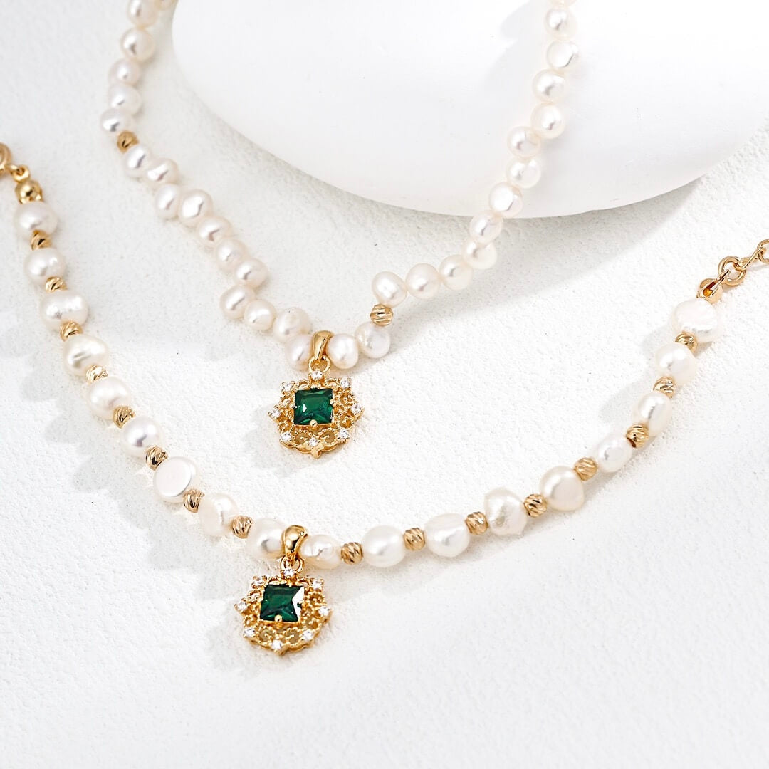 Emerald Pearl Jewelry Set